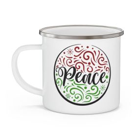 Enamel Camping Mug, Peace Holiday Print