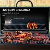 Outsunny Barrel Charcoal BBQ Grill with 420 sq.in. Cooking Area, Outdoor Barbecue with Wheels, Ash Catcher and Built-in Thermometer for Patio Picnic