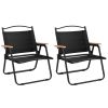 Camping Chairs 2 pcs Black 21.3"x16.9"x23.2" Oxford Fabric