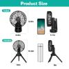 Foldable Camping Fan with Emergency Power Bank 270¬∞ Oscillating Rechargeable Tripod Fan for Hiking Fishing Personal Desk Fan with 4 Speeds 3 Brightne