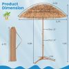 6.5 Feet Thatched Tiki Umbrella with Foldable Stand Push Button Tilt