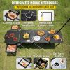 VEVOR Outdoor Mobile Kitchen, Portable Multifunctional Camp Box with Wheels All in One Integrated Cooking Station with Windproof Stove