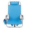 63*65*82cm Short Oxford Cloth Silver White Aluminum Tube Bearing 100kg Beach Chair Blue