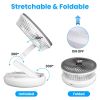 All in 1 Folding Desk Fan USB Desk Fan Small Stretchable Fan with 4 Wind Speeds Hanging Desktop Wall Mounted for Bedroom Dormitory Office Travel Campi