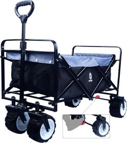 Collapsible Heavy Duty Beach Wagon Cart Outdoor Folding Utility Camping Garden Beach Cart with Universal Wheels Adjustable Handle Shopping (Color: as Pic)