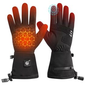 Winter Motorcycle Fashionable USB Heating Snowboarding Gloves Waterproof Windproof Touch-Screen Features Skiing (Color: Black, size: XL)