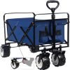 Collapsible Heavy Duty Beach Wagon Cart Outdoor Folding Utility Camping Garden Beach Cart with Universal Wheels Adjustable Handle Shopping