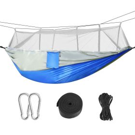 Camping Hammock with Mosquito Net, Portable Double Hammock Tent Load Two People with 2 Straps, Best for Outdoor Garden Hiking Travel (Color: GreyBlue)