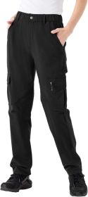 Rdruko Women's Hiking Work Pants Waterproof Quick Drying UPF 50+Travel Camping Work Pants Zipper Pocket (Color: Black, size: S)