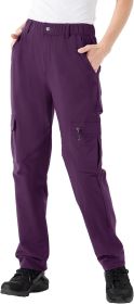 Rdruko Women's Hiking Work Pants Waterproof Quick Drying UPF 50+Travel Camping Work Pants Zipper Pocket (Color: Purple, size: L)