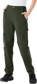 Rdruko Women's Hiking Work Pants Waterproof Quick Drying UPF 50+Travel Camping Work Pants Zipper Pocket (Color: Military Green, size: M)