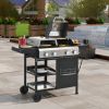 2+2 Multi-function Burner Gas Grill and Griddle Combo with Cover for Outdoor Cooking While Camping or Tailgating - BBQ,FRYING,PIZZA.