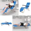 Set of 2 Portable Chaise Lounge Chair 60"L Flat Folding Outdoor Recliner Chair, Dark Blue/Blue