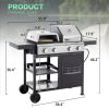 2+2 Multi-function Burner Gas Grill and Griddle Combo with Cover for Outdoor Cooking While Camping or Tailgating - BBQ,FRYING,PIZZA.