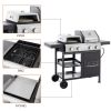 2+2 Multi-function Burner Gas Grill and Griddle Combo with Cover for Outdoor Cooking While Camping or Tailgating - BBQ,FRYING,PIZZA.