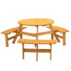 Circular Outdoor Wooden Picnic Table with Built-in Benches for Patio Backyard Garden; DIY; 1720lb Capacity; Natural/Gray