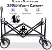 Collapsible Heavy Duty Beach Wagon Cart Outdoor Folding Utility Camping Garden Beach Cart with Universal Wheels Adjustable Handle Shopping