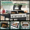 2+2 Multi-function Burner Gas Grill and Griddle Combo with Cover for Outdoor Cooking While Camping or Tailgating - BBQ,FRYING,PIZZA.