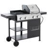 2+2 Multi-function Burner Gas Grill and Griddle Combo with Cover for Outdoor Cooking While Camping or Tailgating - BBQ,FRYING,PIZZA.