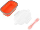 Lunch Box Collapsible Silicone Food Storage with Fork Spoon Expandable Eco Lunch Bento Box BPA-Free Dishwasher Freezer Microwave Safe