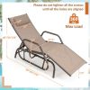 Outdoor Chaise Lounge Glider Chair with Armrests and Pillow