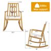 Patio Acacia Wood Rocking Chair Sofa with Armrest and Cushion for Garden and Deck