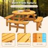 Circular Outdoor Wooden Picnic Table with Built-in Benches for Patio Backyard Garden; DIY; 1720lb Capacity; Natural/Gray