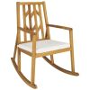 Patio Acacia Wood Rocking Chair Sofa with Armrest and Cushion for Garden and Deck